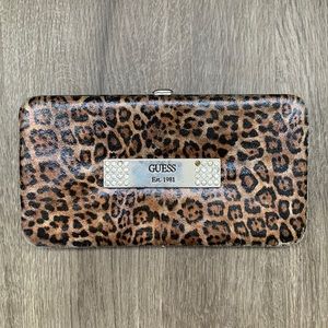 GUESS leopard print hinge wallet